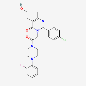 molecular formula C25H26ClFN4O3 B12504199 2-(4-chlorophenyl)-3-{2-[4-(2-fluorophenyl)piperazin-1-yl]-2-oxoethyl}-5-(2-hydroxyethyl)-6-methylpyrimidin-4(3H)-one 