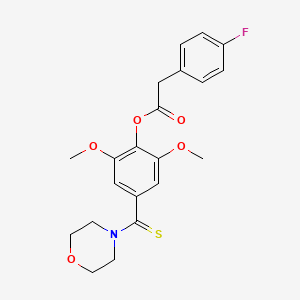 2,6-Dimethoxy-4-(4-morpholinylcarbothioyl)phenyl (4-fluorophenyl)acetate