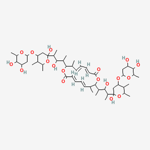 molecular formula C52H84O18 B1250437 (3E,5E,11E,13E)-8,16-bis[4-[4-(4,5-dihydroxy-6-methyloxan-2-yl)oxy-2-hydroxy-5,6-dimethyloxan-2-yl]-3-hydroxypentan-2-yl]-7,15-dimethyl-1,9-dioxacyclohexadeca-3,5,11,13-tetraene-2,10-dione 