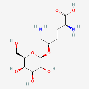 molecular formula C12H24N2O8 B1250469 (2S,5R)-2,6-Diamino-5-[(2R,3R,4S,5R,6R)-3,4,5-trihydroxy-6-(hydroxymethyl)oxan-2-yl]oxyhexanoic acid 