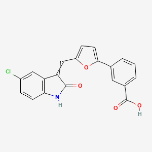 3-{5-[(5-chloro-2-oxo-1H-indol-3-ylidene)methyl]furan-2-yl}benzoic acid