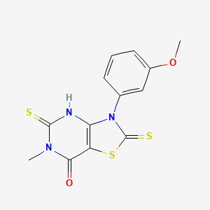 molecular formula C13H11N3O2S3 B12504868 3-(3-methoxyphenyl)-6-methyl-5-sulfanyl-2-thioxo-2,3-dihydro[1,3]thiazolo[4,5-d]pyrimidin-7(6H)-one 