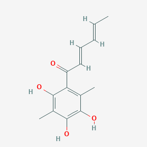 molecular formula C14H16O4 B1250489 (2E,4E)-1-(2,4,5-trihydroxy-3,6-dimethylphenyl)hexa-2,4-dien-1-one 