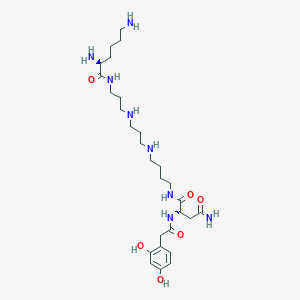 molecular formula C28H50N8O6 B1250492 (2S)-N-[4-[3-[3-[[(2S)-2,6-diaminohexanoyl]amino]propylamino]propylamino]butyl]-2-[[2-(2,4-dihydroxyphenyl)acetyl]amino]butanediamide 