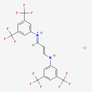 molecular formula C19H11ClF12N2 B12505653 N-(3-{[3,5-bis(trifluoromethyl)phenyl]amino}prop-2-en-1-ylidene)-3,5-bis(trifluoromethyl)anilinium chloride 