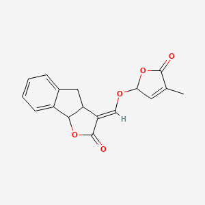 molecular formula C17H14O5 B1250574 (3E)-3-{[(4-methyl-5-oxo-2,5-dihydrofuran-2-yl)oxy]methylidene}-3,3a,4,8b-tetrahydro-2H-indeno[1,2-b]furan-2-one 