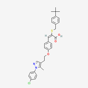 (E)-2-[(4-tert-butylphenyl)methylsulfanyl]-3-[4-[2-[1-(4-chlorophenyl)-5-methylpyrazol-4-yl]ethoxy]phenyl]prop-2-enoic acid