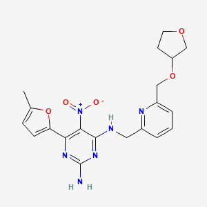 6-(5-Methylfuran-2-yl)-5-nitro-N4-((6-(((tetrahydrofuran-3-yl)oxy)methyl)pyridin-2-yl)methyl)pyrimidine-2,4-diamine