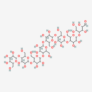 molecular formula C48H82O41 B12506043 4-[5-[5-[5-[5-[5-[3,4-dihydroxy-6-(hydroxymethyl)-5-[3,4,5-trihydroxy-6-(hydroxymethyl)oxan-2-yl]oxyoxan-2-yl]oxy-3,4-dihydroxy-6-(hydroxymethyl)oxan-2-yl]oxy-3,4-dihydroxy-6-(hydroxymethyl)oxan-2-yl]oxy-3,4-dihydroxy-6-(hydroxymethyl)oxan-2-yl]oxy-3,4-dihydroxy-6-(hydroxymethyl)oxan-2-yl]oxy-3,4-dihydroxy-6-(hydroxymethyl)oxan-2-yl]oxy-2,3,5,6-tetrahydroxyhexanal 