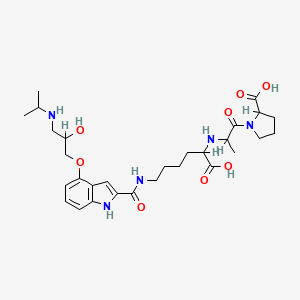 molecular formula C29H43N5O8 B1250660 L-Proline,N-[1-carboxy-5-[[[4-[2-hydroxy-3-[(1-methylethyl)amino]propoxy]-1H-indol-2-yl]carbonyl]amino]pentyl]alanyl- 