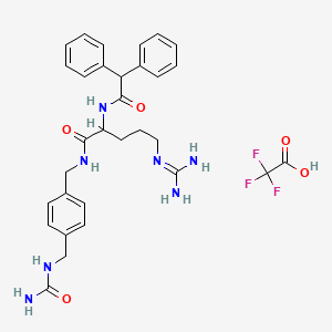 5-carbamimidamido-N-({4-[(carbamoylamino)methyl]phenyl}methyl)-2-(2,2-diphenylacetamido)pentanamide; trifluoroacetic acid