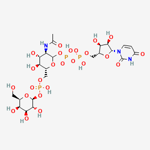 molecular formula C23H38N3O25P3 B1250712 uridine 5'-(3-{2-acetamido-2-deoxy-6-O-[beta-D-galactopyranosyloxy(hydroxy)phosphoryl]-D-glucopyranosyl} dihydrogen diphosphate) 