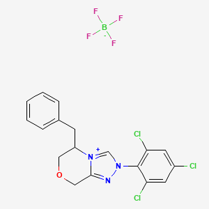 5-benzyl-2-(2,4,6-trichlorophenyl)-6,8-dihydro-5H-[1,2,4]triazolo[3,4-c][1,4]oxazin-4-ium;tetrafluoroborate