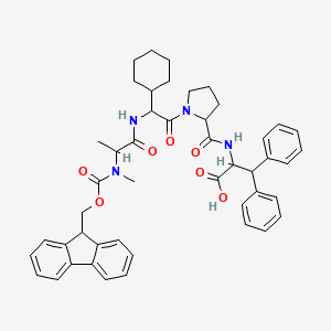 2-({1-[2-cyclohexyl-2-(2-{[(9H-fluoren-9-ylmethoxy)carbonyl](methyl)amino}propanamido)acetyl]pyrrolidin-2-yl}formamido)-3,3-diphenylpropanoic acid