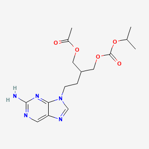 molecular formula C16H23N5O5 B1250726 [4-(2-Aminopurin-9-yl)-2-(propan-2-yloxycarbonyloxymethyl)butyl] acetate 
