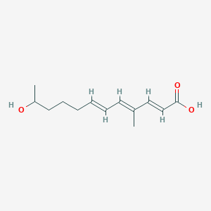 molecular formula C13H20O3 B1250728 11-hydroxy-4-methyl-2E,4E,6E-dodecatrienoic acid 