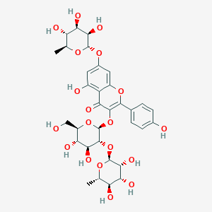 molecular formula C33H40O19 B1250733 山奈酚-3-O-[α-L-鼠李糖吡喃糖基（1->2）-β-D-吡喃葡萄糖基]-7-O-α-L-鼠李糖吡喃糖苷 