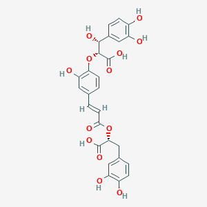 molecular formula C27H24O13 B1250734 (2R,3R)-2-[4-[(E)-3-[(1R)-1-carboxy-2-(3,4-dihydroxyphenyl)ethoxy]-3-oxoprop-1-enyl]-2-hydroxyphenoxy]-3-(3,4-dihydroxyphenyl)-3-hydroxypropanoic acid CAS No. 203733-40-8