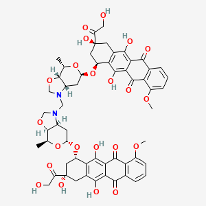 molecular formula C57H58N2O22 B1250743 (7S,9S)-7-[[(3aS,4S,6R,7aS)-1-[[(3aS,4S,6R,7aS)-4-methyl-6-[[(1S,3S)-3,5,12-trihydroxy-3-(2-hydroxyacetyl)-10-methoxy-6,11-dioxo-2,4-dihydro-1H-tetracen-1-yl]oxy]-2,3a,4,6,7,7a-hexahydropyrano[4,3-d][1,3]oxazol-1-yl]methyl]-4-methyl-2,3a,4,6,7,7a-hexahydropyrano[4,3-d][1,3]oxazol-6-yl]oxy]-6,9,11-trihydroxy-9-(2-hydroxyacetyl)-4-methoxy-8,10-dihydro-7H-tetracene-5,12-dione 