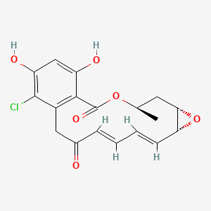 molecular formula C18H17ClO6 B1250762 (4R,6S,8R,9Z,11E)-16-chloro-17,19-dihydroxy-4-methyl-3,7-dioxatricyclo[13.4.0.06,8]nonadeca-1(15),9,11,16,18-pentaene-2,13-dione 