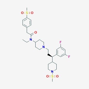 molecular formula C31H43F2N3O5S2 B1250772 N-[1-[(3R)-3-(3,5-difluorophenyl)-3-(1-methylsulfonylpiperidin-4-yl)propyl]piperidin-4-yl]-N-ethyl-2-(4-methylsulfonylphenyl)acetamide 