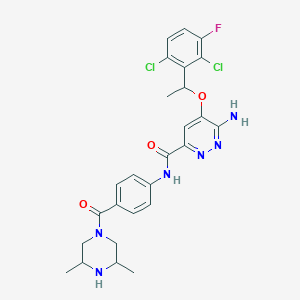 6-amino-5-[1-(2,6-dichloro-3-fluorophenyl)ethoxy]-N-[4-(3,5-dimethylpiperazine-1-carbonyl)phenyl]pyridazine-3-carboxamide