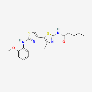 molecular formula C19H22N4O2S2 B1250779 N-[5-[2-(2-甲氧基苯胺基)-4-噻唑基]-4-甲基-2-噻唑基]戊酰胺 