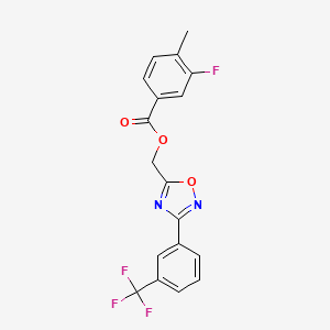 molecular formula C18H12F4N2O3 B12507798 {3-[3-(Trifluoromethyl)phenyl]-1,2,4-oxadiazol-5-yl}methyl 3-fluoro-4-methylbenzoate 