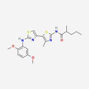 molecular formula C21H26N4O3S2 B1250784 N-[5-[2-(2,5-dimethoxyanilino)-4-thiazolyl]-4-methyl-2-thiazolyl]-2-methylpentanamide 