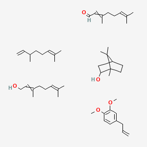 1,2-Dimethoxy-4-prop-2-enylbenzene;3,7-dimethylocta-2,6-dienal;3,7-dimethylocta-1,6-diene;3,7-dimethylocta-2,6-dien-1-ol;1,7,7-trimethylbicyclo[2.2.1]heptan-2-ol