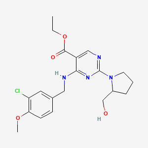 molecular formula C20H25ClN4O4 B12508091 Ethyl 4-[(3-chloro-4-methoxybenzyl)amino]-2-[(2S)-2-(hydroxymethy l)-1-pyrrolidinyl]-5-pyrimidinecarboxylate 