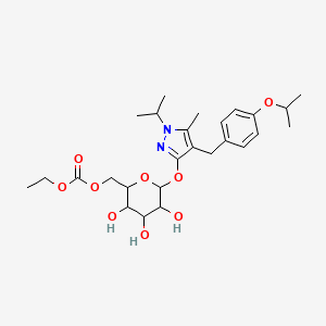 ethyl ((3,4,5-trihydroxy-6-((4-(4-isopropoxybenzyl)-1-isopropyl-5-methyl-1H-pyrazol-3-yl)oxy)tetrahydro-2H-pyran-2-yl)methyl) carbonate