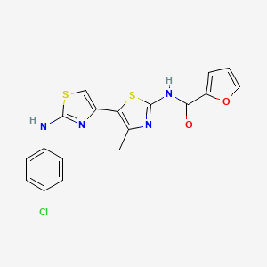 molecular formula C18H13ClN4O2S2 B1250830 N-[5-[2-(4-chloroanilino)-4-thiazolyl]-4-methyl-2-thiazolyl]-2-furancarboxamide 