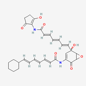 molecular formula C31H34N2O7 B1250835 (2E,4E,6E)-7-环己基-N-[(5S)-5-羟基-5-[(1E,3E,5E)-7-[(2-羟基-5-氧代环戊烯-1-基)氨基]-7-氧代庚-1,3,5-三烯基]-2-氧代-7-氧代双环[4.1.0]庚-3-烯-3-基]庚-2,4,6-三烯酰胺 