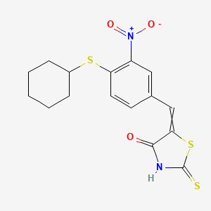 5-((4-(Cyclohexylsulfanyl)-3-nitrophenyl)methylene)-2-thioxo-1,3-thiazolan-4-one