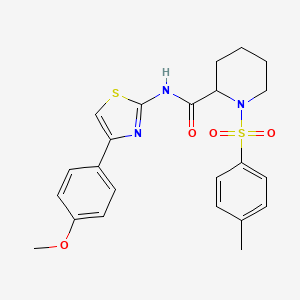 molecular formula C23H25N3O4S2 B12508501 N-[4-(4-methoxyphenyl)-1,3-thiazol-2-yl]-1-(4-methylbenzenesulfonyl)piperidine-2-carboxamide 