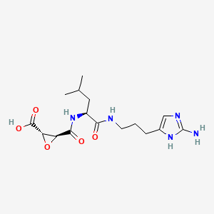 molecular formula C16H25N5O5 B1250857 (2S,3S)-3-{[(2S)-1-{[3-(2-amino-1H-imidazol-4-yl)propyl]amino}-4-methyl-1-oxopentan-2-yl]carbamoyl}oxirane-2-carboxylic acid 
