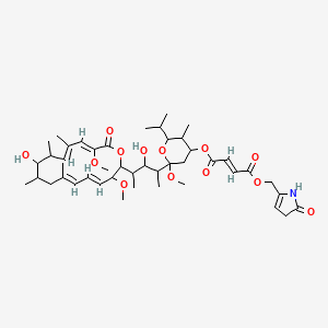 molecular formula C45H67NO13 B1250862 4-O-[2-[3-羟基-4-[(4E,6E,12E,14Z)-10-羟基-3,15-二甲氧基-7,9,11,13-四甲基-16-氧代-1-氧代环十六烷-4,6,12,14-四烯-2-基]戊烷-2-基]-2-甲氧基-5-甲基-6-丙烷-2-氧杂环-4-基] 1-O-[(2-氧代-1,3-二氢吡咯-5-基)甲基] (E)-丁-2-烯二酸酯 