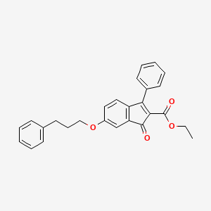 molecular formula C27H24O4 B1250899 1-oxo-3-phenyl-6-(3-phenylpropoxy)-1H-indene-2-carboxylic acid ethyl ester 