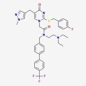 molecular formula C38H40F4N6O2S B1250935 1(4H)-Pyrimidineacetamide, N-(2-(diethylamino)ethyl)-2-(((4-fluorophenyl)methyl)thio)-5-((1-methyl-1H-pyrazol-4-yl)methyl)-4-oxo-N-((4'-(trifluoromethyl)(1,1'-biphenyl)-4-yl)methyl)- CAS No. 304694-39-1