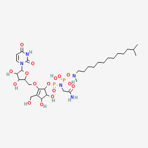 molecular formula C32H57N5O16P2 B1250936 N-(2-amino-2-oxoethyl)-[2-[[5-(2,4-dioxopyrimidin-1-yl)-3,4-dihydroxyoxolan-2-yl]methoxy]-4,5-dihydroxy-3-(hydroxymethyl)cyclopent-2-en-1-yl]oxy-N-[hydroxy-[methyl(12-methyltridecyl)amino]oxyphosphoryl]phosphonamidic acid 