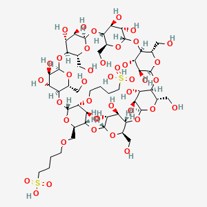 4-[[(1S,3R,5R,6S,8R,10R,11S,13R,15R,16S,18S,20S,21R,23S,25S,26R,28S,30S,31R,33R,35R,36R,37R,38S,39S,40S,41S,42S,43S,44R,45R,46S,47R,48R,49R)-36,37,38,39,40,41,42,43,44,45,46,48,49-tridecahydroxy-5,15,20,25,30,35-hexakis(hydroxymethyl)-47-(4-sulfobutoxy)-2,4,7,9,12,14,17,19,22,24,27,29,32,34-tetradecaoxaoctacyclo[31.2.2.23,6.28,11.213,16.218,21.223,26.228,31]nonatetracontan-10-yl]methoxy]butane-1-sulfonic acid