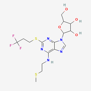 molecular formula C16H22F3N5O4S2 B12509915 Methylthio)ethyl]-2-[(3,3,3-trifluoropropyl)thio]adenosine 