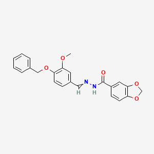 N-[(3-methoxy-4-phenylmethoxyphenyl)methylideneamino]-1,3-benzodioxole-5-carboxamide