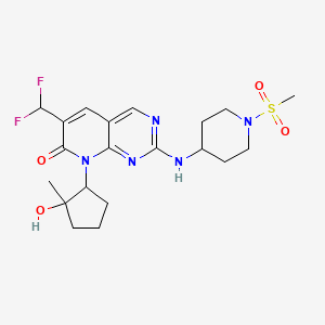 molecular formula C20H27F2N5O4S B12510044 6-(Difluoromethyl)-8-(2-hydroxy-2-methylcyclopentyl)-2-[(1-methanesulfonylpiperidin-4-yl)amino]pyrido[2,3-d]pyrimidin-7-one 