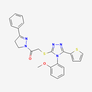 2-((4-(2-Methoxyphenyl)-5-(thiophen-2-yl)-4H-1,2,4-triazol-3-yl)thio)-1-(3-phenyl-4,5-dihydro-1H-pyrazol-1-yl)ethan-1-one