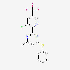 molecular formula C17H11ClF3N3S B12510495 2-[3-Chloro-5-(trifluoromethyl)-2-pyridinyl]-4-methyl-6-(phenylsulfanyl)pyrimidine 