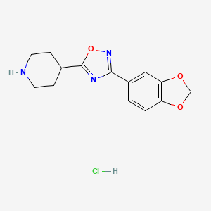 molecular formula C14H16ClN3O3 B12510503 4-[3-(1,3-Benzodioxol-5-yl)-1,2,4-oxadiazol-5-yl]piperidine hydrochloride 