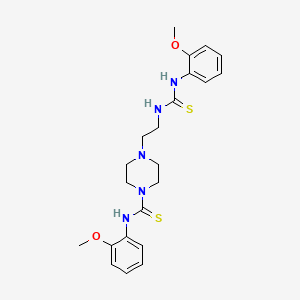 molecular formula C22H29N5O2S2 B12510579 N-(2-Methoxyphenyl)-4-(2-(3-(2-methoxyphenyl)thioureido)ethyl)piperazine-1-carbothioamide 