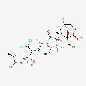 molecular formula C27H31BrCl2O7 B1251060 (1S,2S,4R,12S,13R,15R,18R)-2-bromo-8-[(2R,3S)-1,1-dichloro-3-hydroxy-3-[(2R,4R)-4-methyl-5-oxooxolan-2-yl]propan-2-yl]-18-hydroxy-9,13-dimethyl-17,19-dioxapentacyclo[13.3.1.01,13.04,12.05,10]nonadeca-5(10),6,8-trien-11-one 